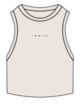 The Ribbed Crop Tank - Off White - Ignite Barre & Fitness - Center Chest - EMB - Navy