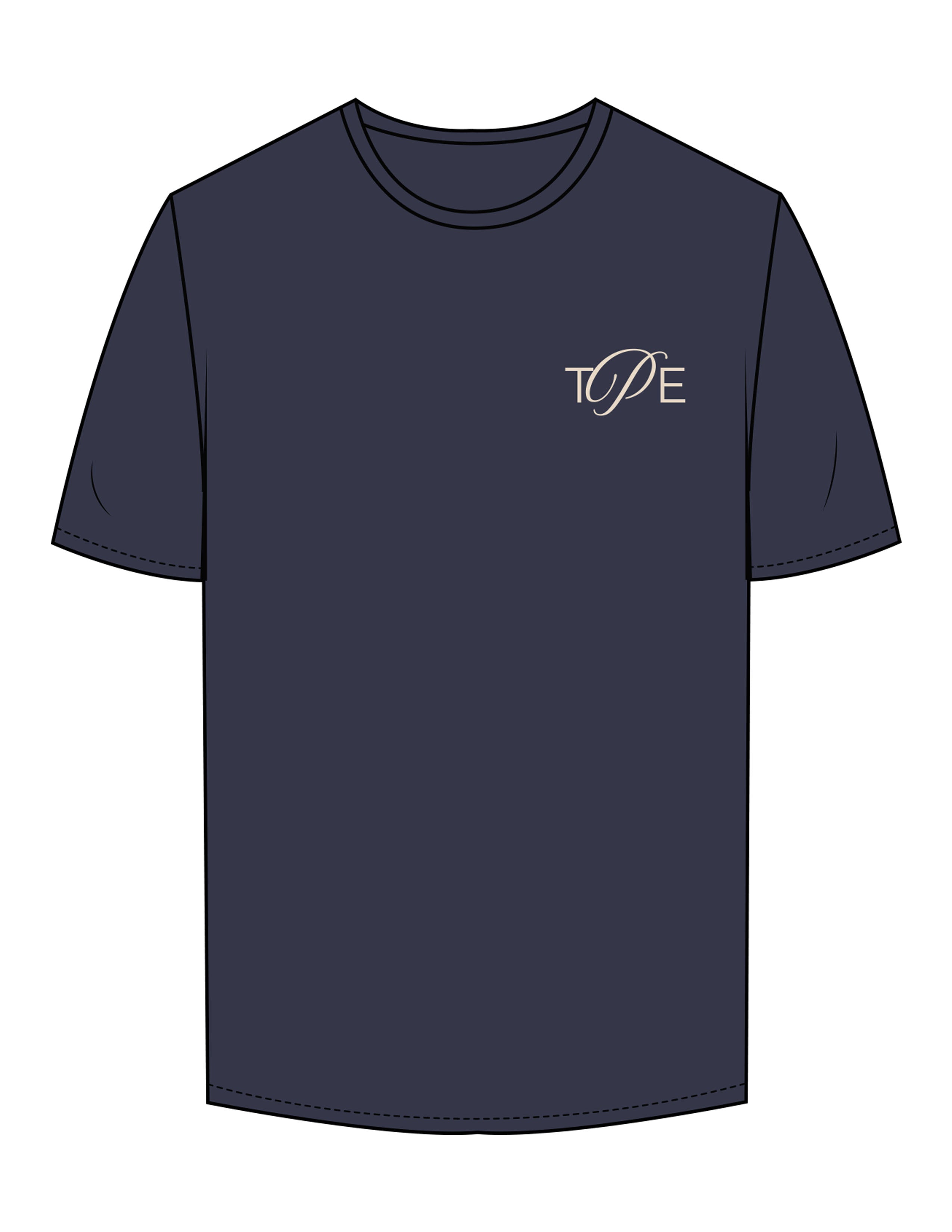 The Mens Tee - Midnight - The Pilates Edit - Left Chest & Center Back - Printed - Tan