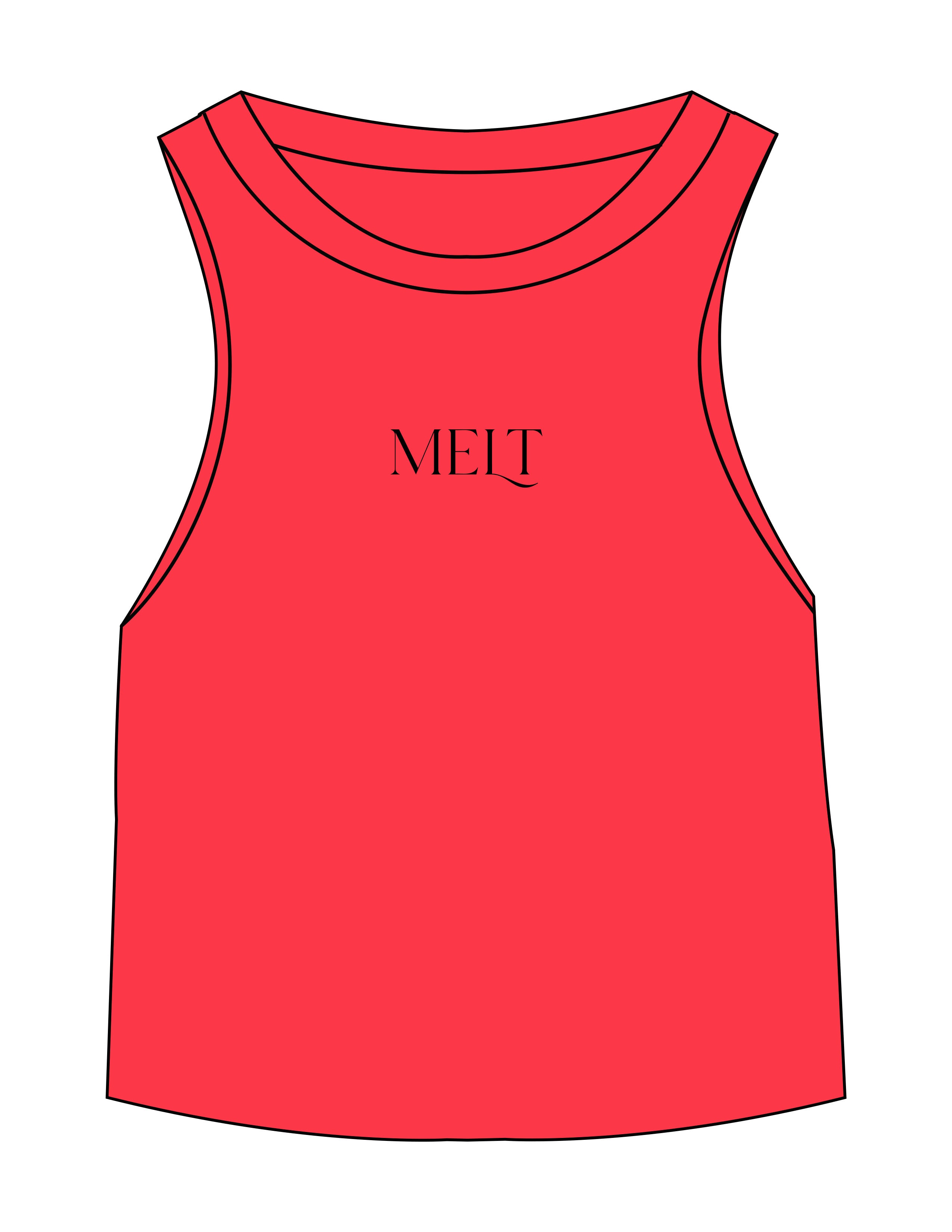 The Micro Rib Racer Crop - Red - Melt Hot Pilates - Center Chest "MELT" - Printed - Black