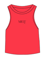 The Micro Rib Racer Crop - Red - Melt Hot Pilates - Center Chest "MELT" - Printed - Black