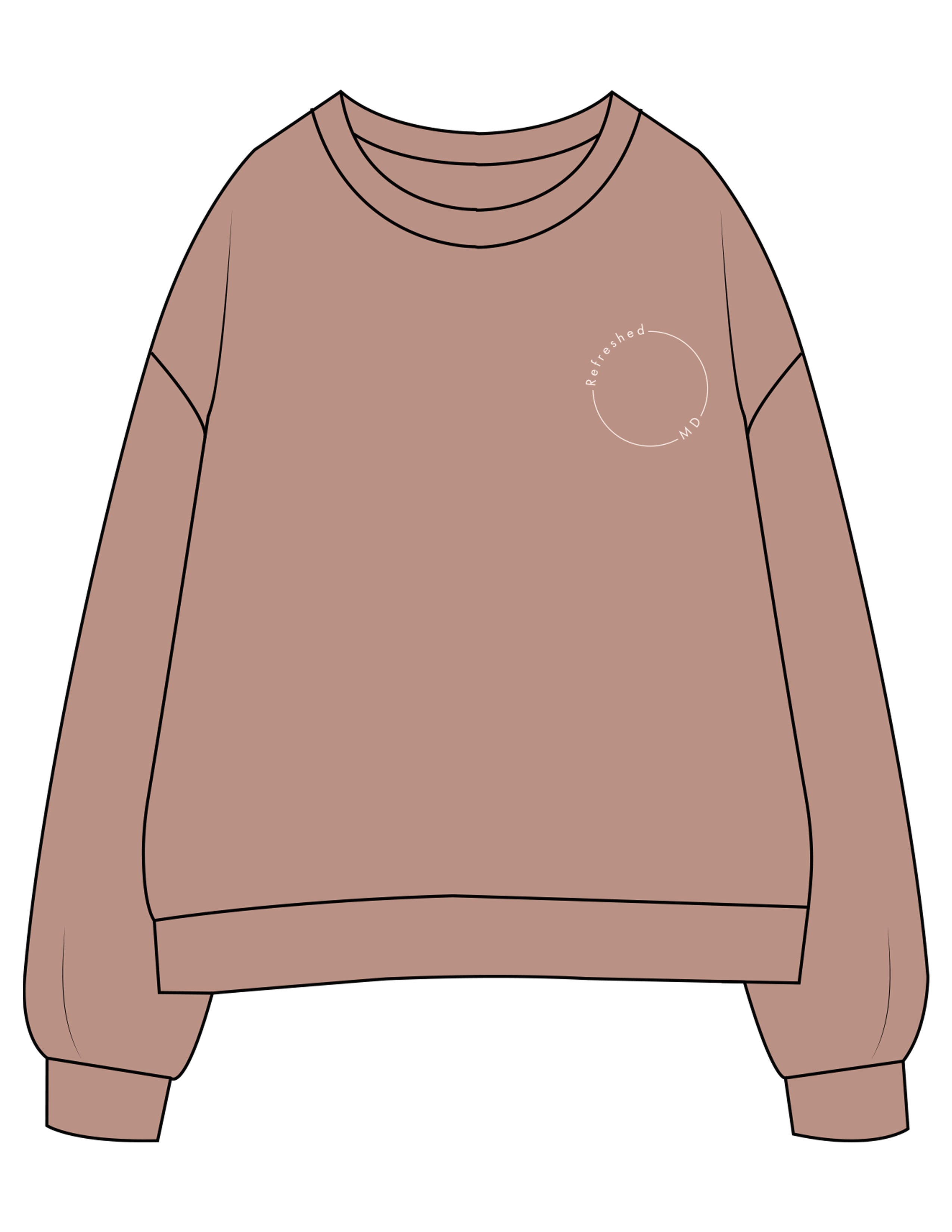 The Womens Crewneck - Clay - Refreshed MD - Left Chest Round & Center Back - Printed - Cream