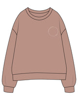 The Womens Crewneck - Clay - Refreshed MD - Left Chest Round & Center Back - Printed - Cream
