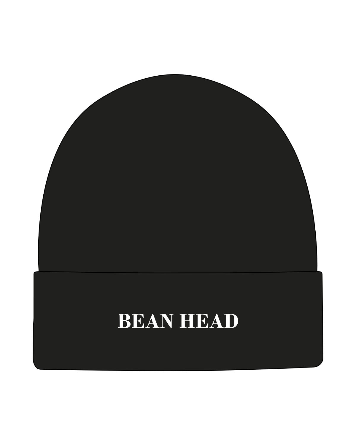 The Beanie - Black - Bean Head - Center Brim "BEAN HEAD" - White