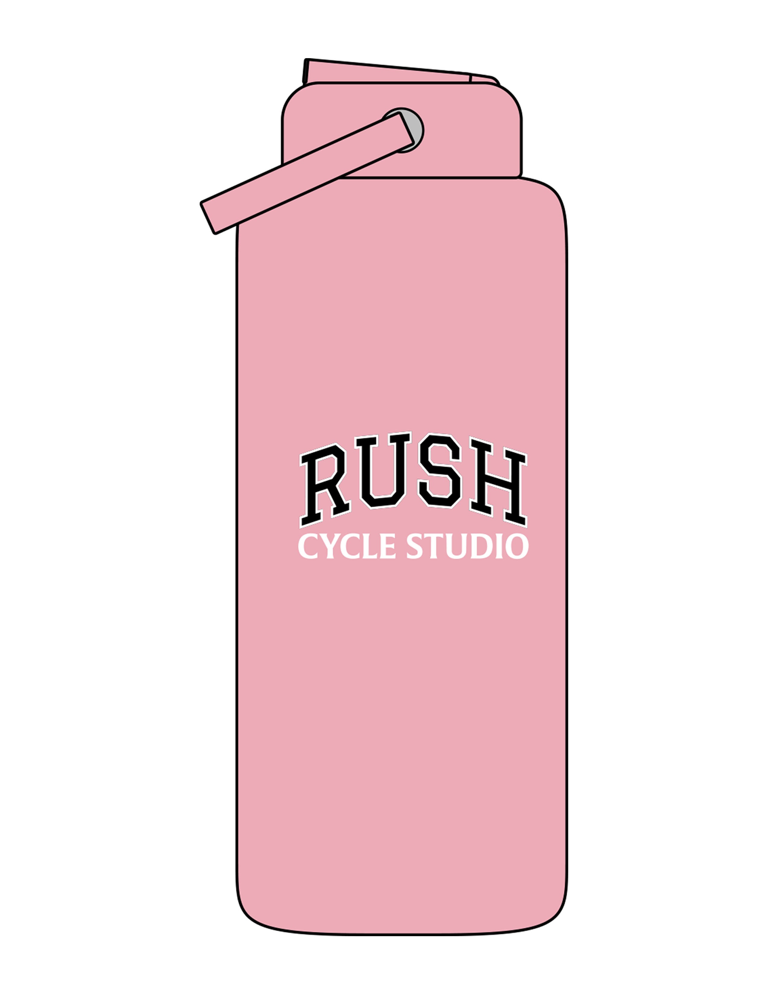 The Wide Mouth Water Bottle - Pink - Rush Cycle Studio - Center Body Stacked - Printed - Full Color
