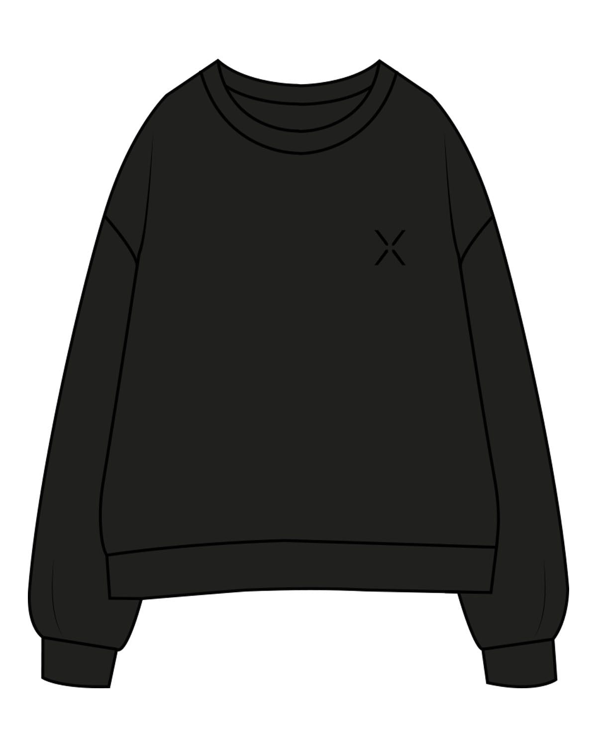 The Mens Crewneck - Black - Lagree Luxe - Left Chest & Back Neckline - Printed - Tone on Tone