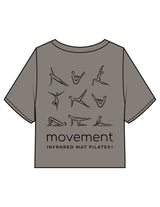 The Heavyweight Crop Tee - Washed Gray - Movement Pilates Buffalo - Back Stacked - Printed - Black
