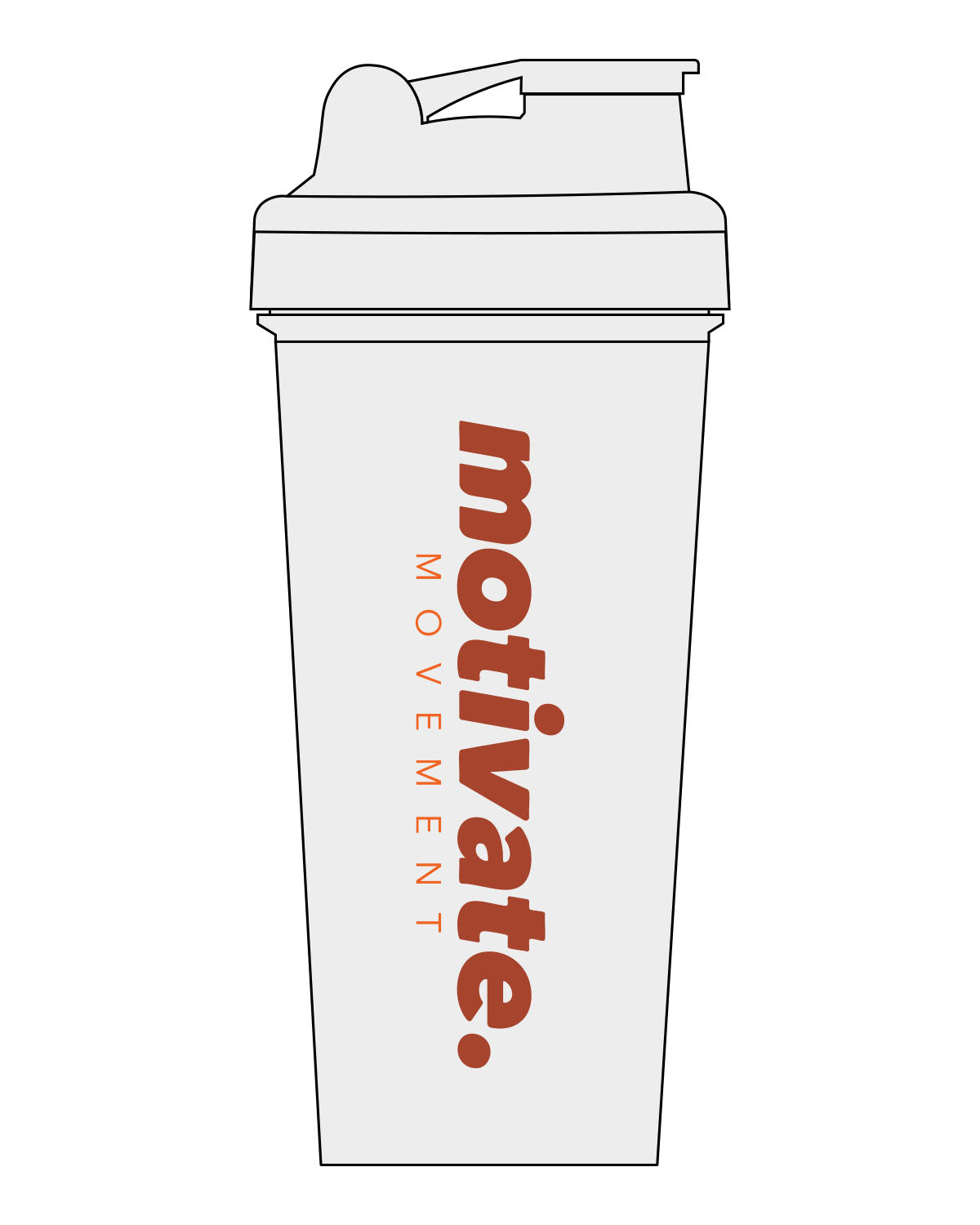 The Shaker Bottle - Clear - Motivate Movement - Center Body Vertical Stacked - Printed - Full Color