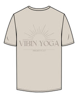 The Mens Tee - Bone - VIBIN YOGA - Left Chest & Back Center - Printed - Tone on Tone