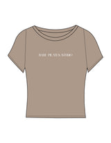 The Sporty Crop Short Sleeve - Light Brown - Bare Pilates - Center Chest - Printed - White