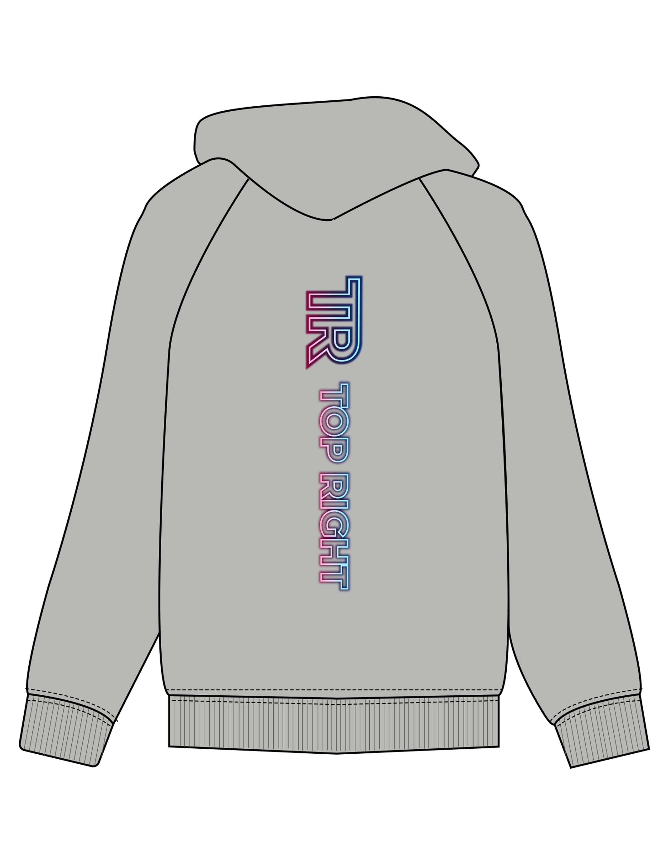 The Mens Zip Hoodie - Heather - Top Right Collectibles - Left Chest & Back Spine - Printed - Full Color