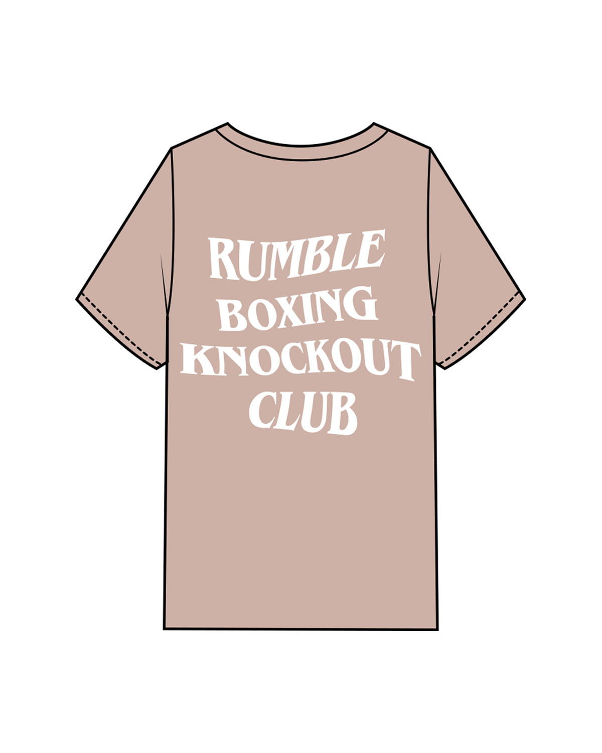 The Mens Heavyweight Tee - Washed Pink - Rumble - Left Chest & Back Stacked - Printed - White