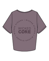 The Crop Tee - Mauve - Wicked Core - Left Chest & Back Center - Printed - Tone on Tone
