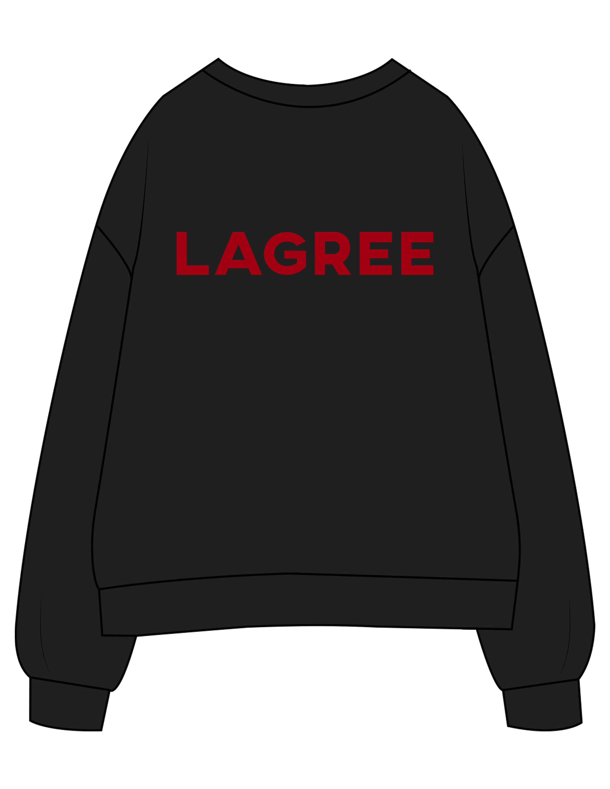 The Womens Crewneck - Black - Method Lagree - Left Chest Embroidered Full Color & Center Back Printed Red