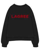 The Womens Crewneck - Black - Method Lagree - Left Chest Embroidered Full Color & Center Back Printed Red