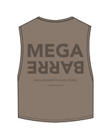 The Crop Muscle Tank - Cacao - Megabarre - Left Chest Stacked & Back Stacked - Tone on Tone