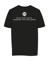 The Womens Tee - Black - Krista - Center Chest Stacked & Center Back Stacked Logo - Printed - White