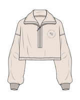 The Suede 1/2 Zip - Latte - FIT4MOMBalboa - Left Chest - Embroidered Tone on Tone