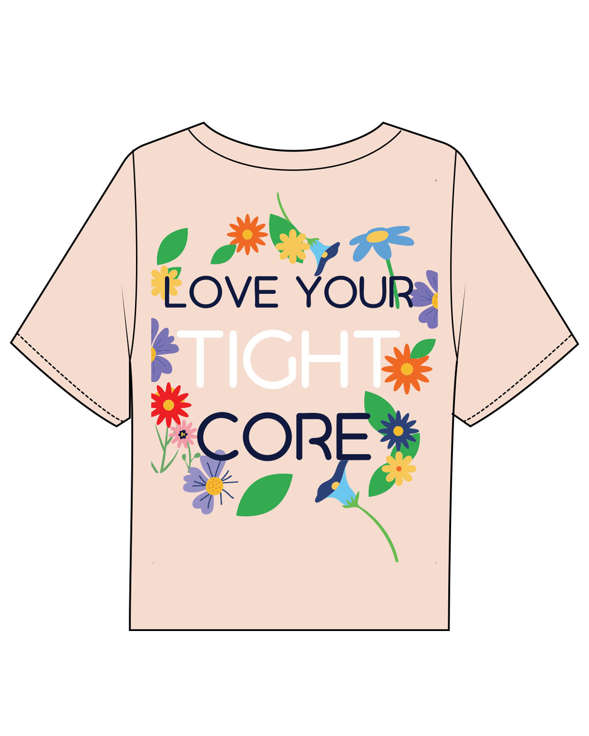 The Midweight Crop Tee - Peach - Tight Dallas - Center Chest & Full Back - Full Color
