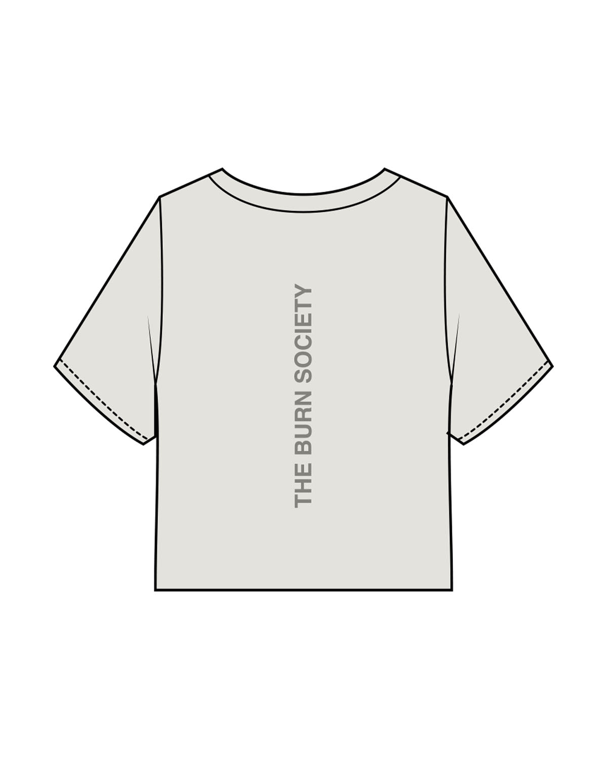 The Heavyweight Crop Tee - Washed Bone - The Burn Society - Center Chest & Back Spine - Printed - Gray