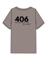 The Mens Heavyweight Tee - Washed Gray - 406 Performance Studio - Left Chest & Back Stacked - Printed - Black