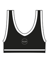 The Piped Bra - Black - REFORM Pilates Studio - Center Chest & Center Back - Printed - White