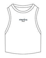 The Ribbed Crop Tank - White - Mantra - Center Chest Stacked "ODESA" - Embroidered - Black