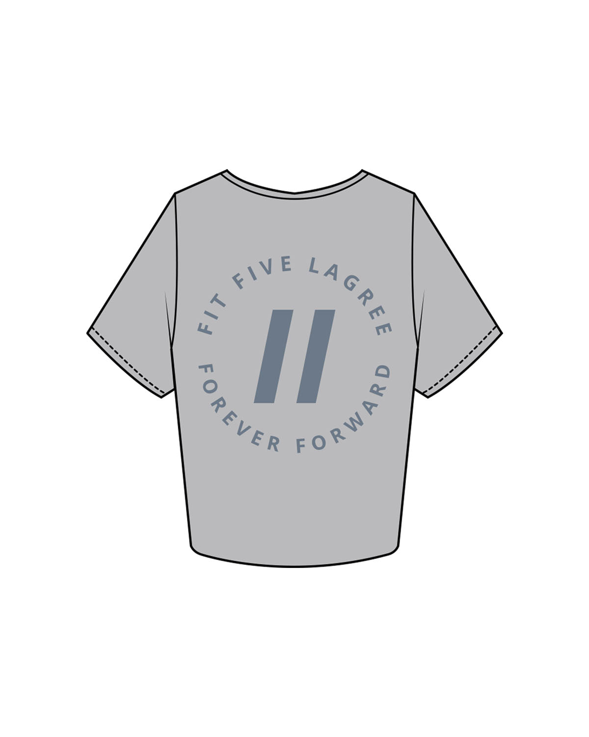 The Crop Tee - Storm - Fit 5 - Left Chest & Back Round - Printed - Dusty Blue