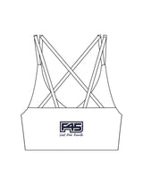 The Strappy Bra - White - F45 West Park - Center Back Stacked - Printed - Navy