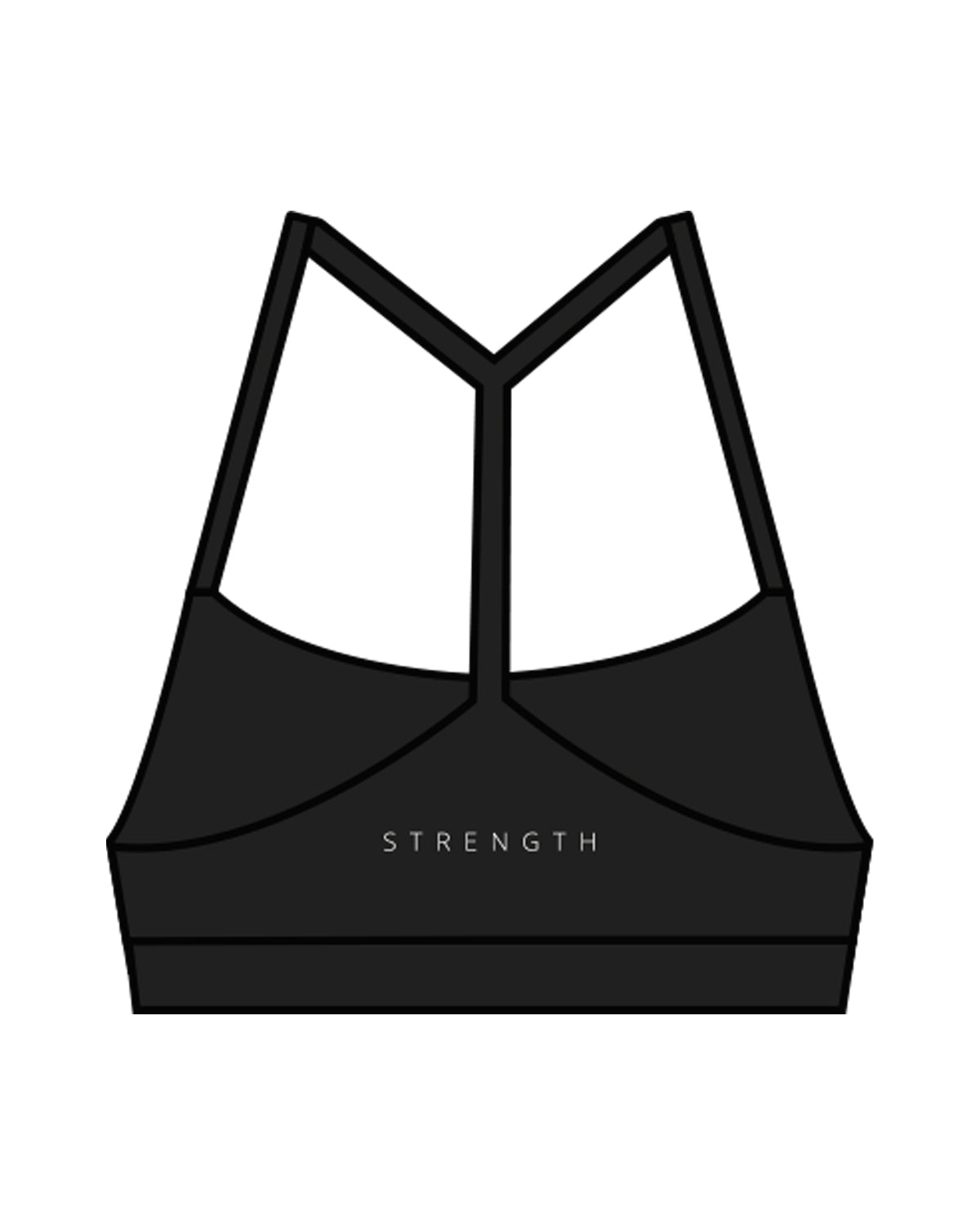 The Basic Bra - Black - Strength Monterey - Center Chest Stacked & Center Back - White