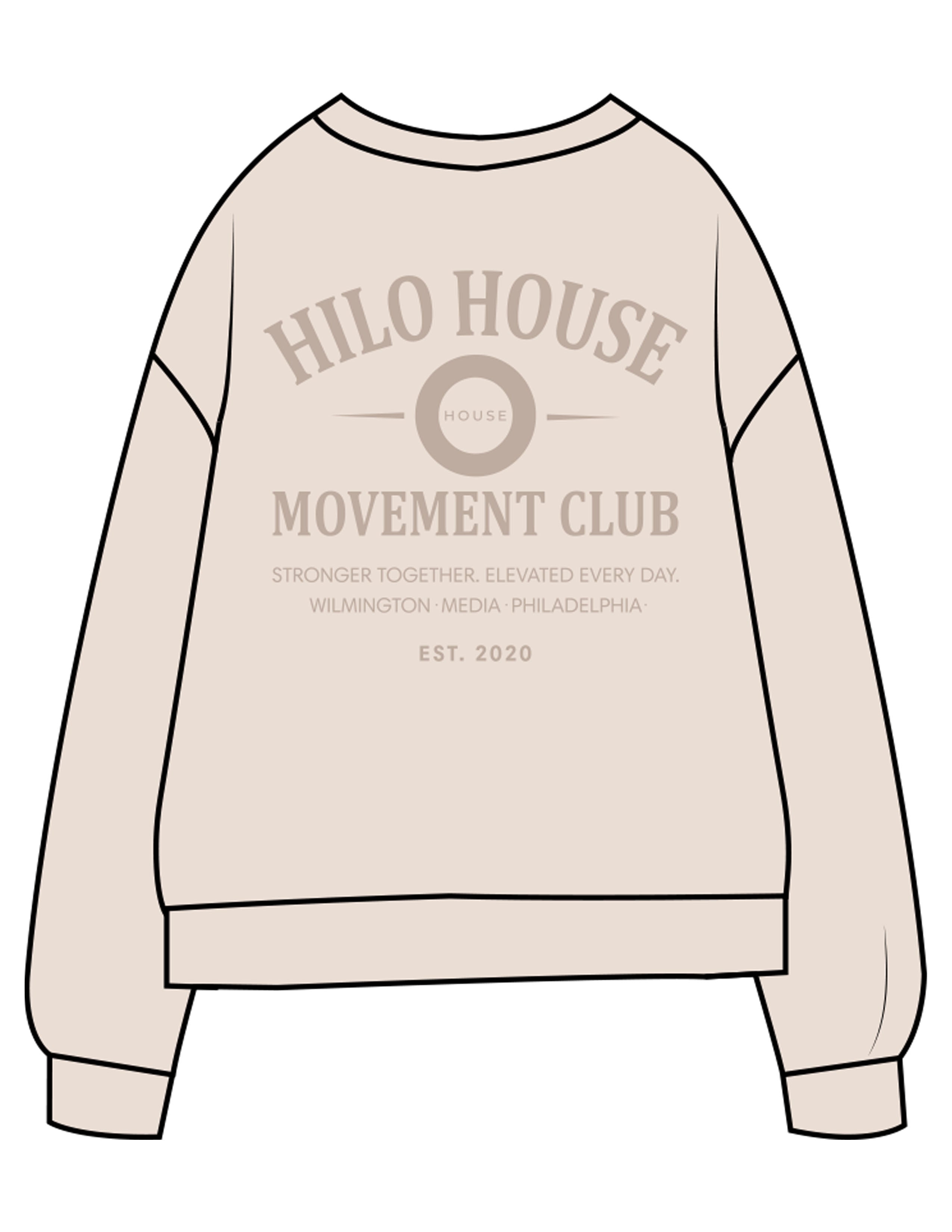 The Midweight Unisex Crewneck - Washed Ivory - HiLo - Center Chest & Back Stacked - Printed - Tone on Tone