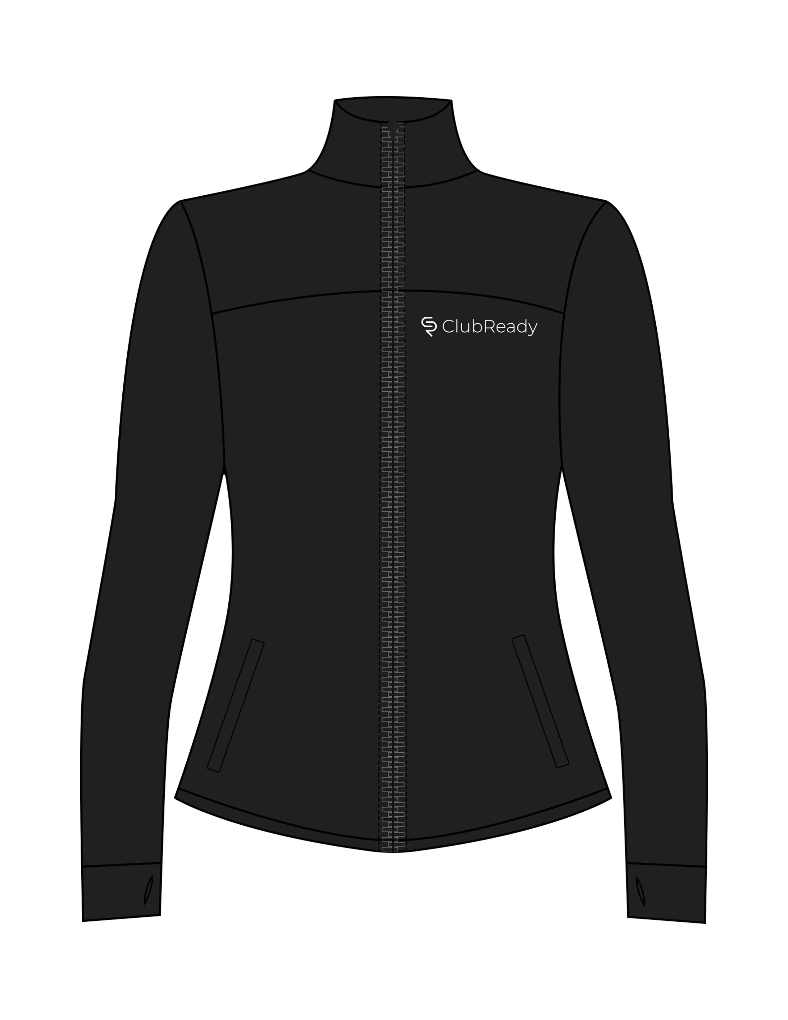 The Womens Zip Jacket - Black - Club Ready - Left Chest & Back Neckline - Printed - White