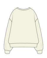 The Womens Crewneck - Butter - Megabarre - Left Chest & Back Center Stacked - White