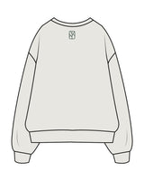 The Womens Crewneck - Washed Bone - The Oak Method - Center Chest Stacked & Back Neckline - Printed - Dark Green