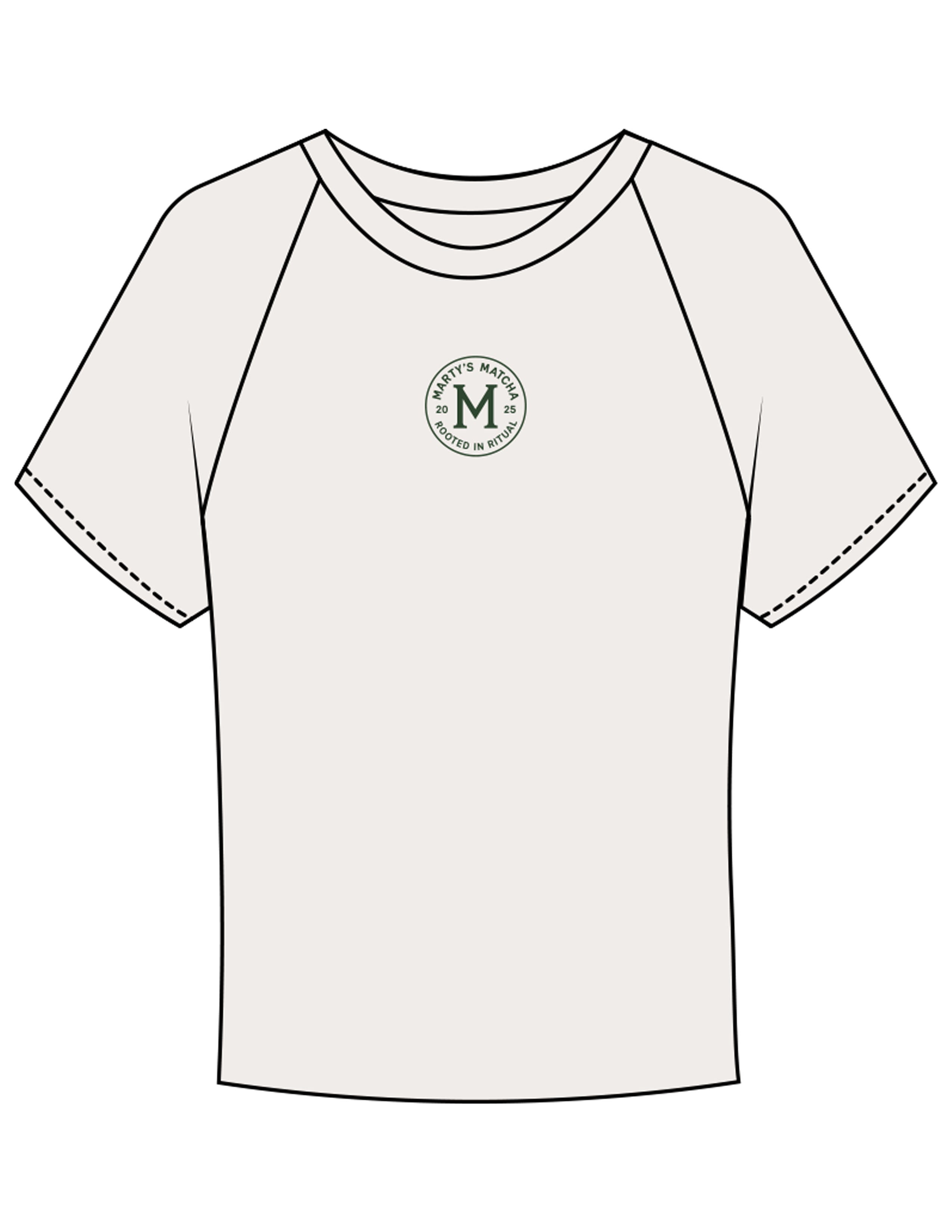 The Micro Rib Baby Tee - Natural - Marty's Matcha - Center Chest Round - Printed - Green
