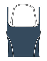 The Piped Tank - Teal - enCore Pilates - Center Back - Printed - White