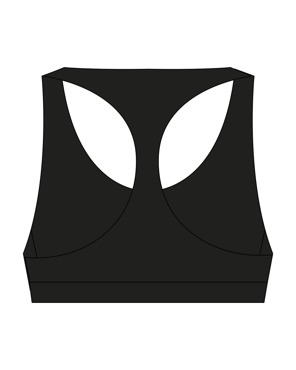 The Racer Bra - Black - The Hot Room - Center Chest - Printed - White
