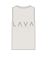 The Womens Heavyweight Tank - Washed Bone - Lava - Left Chest Stacked & Back Center Stacked - Tone on Tone