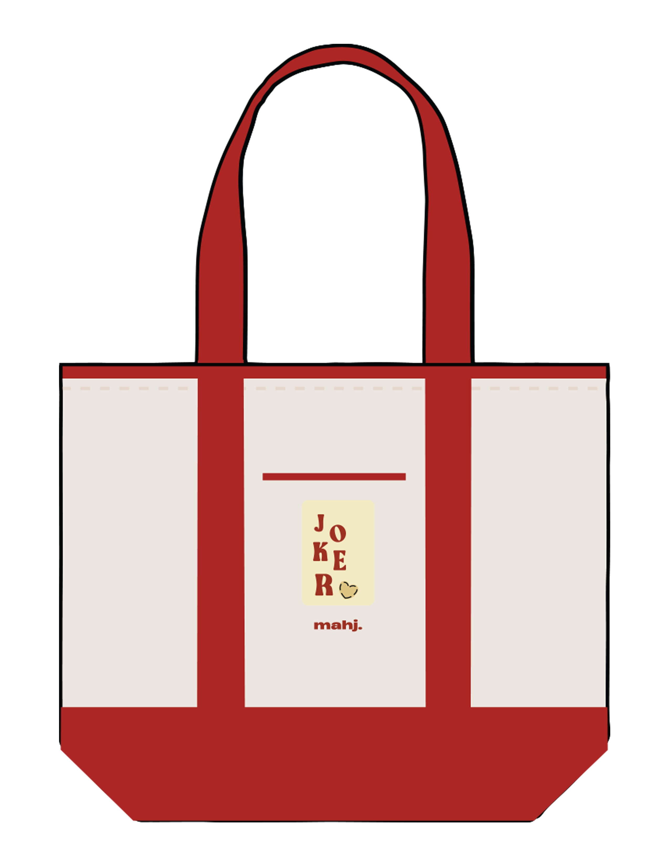 The Contrast Tote Bag - Natural / Red - Barnes. The Label - Center Body Joker - Printed - Full Color