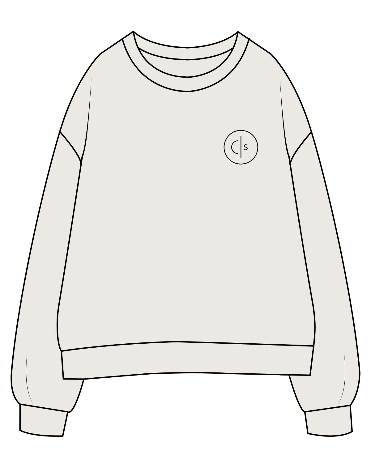 The Womens Crewneck - Bone - Collective Studios - Left Chest - Icon - Black