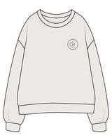 The Womens Crewneck - Bone - Collective Studios - Left Chest - Icon - Black