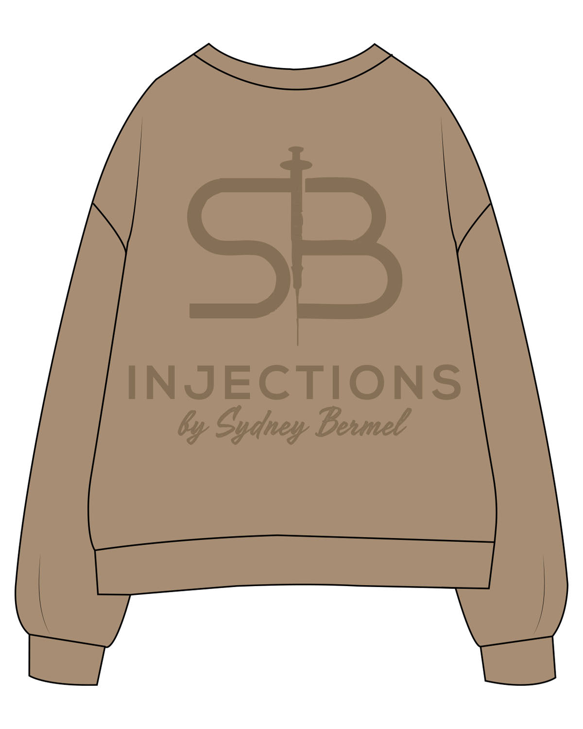 The Mens Crewneck - Sand - Injections by SB - Left Chest & Back Stacked - Printed - Tone on Tone