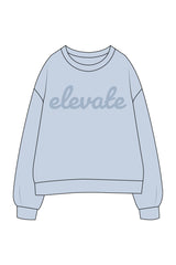 The Womens Crewneck - Powder - Elevate Pilates - Center Chest "ELEVATE" - Printed - Tone on Tone