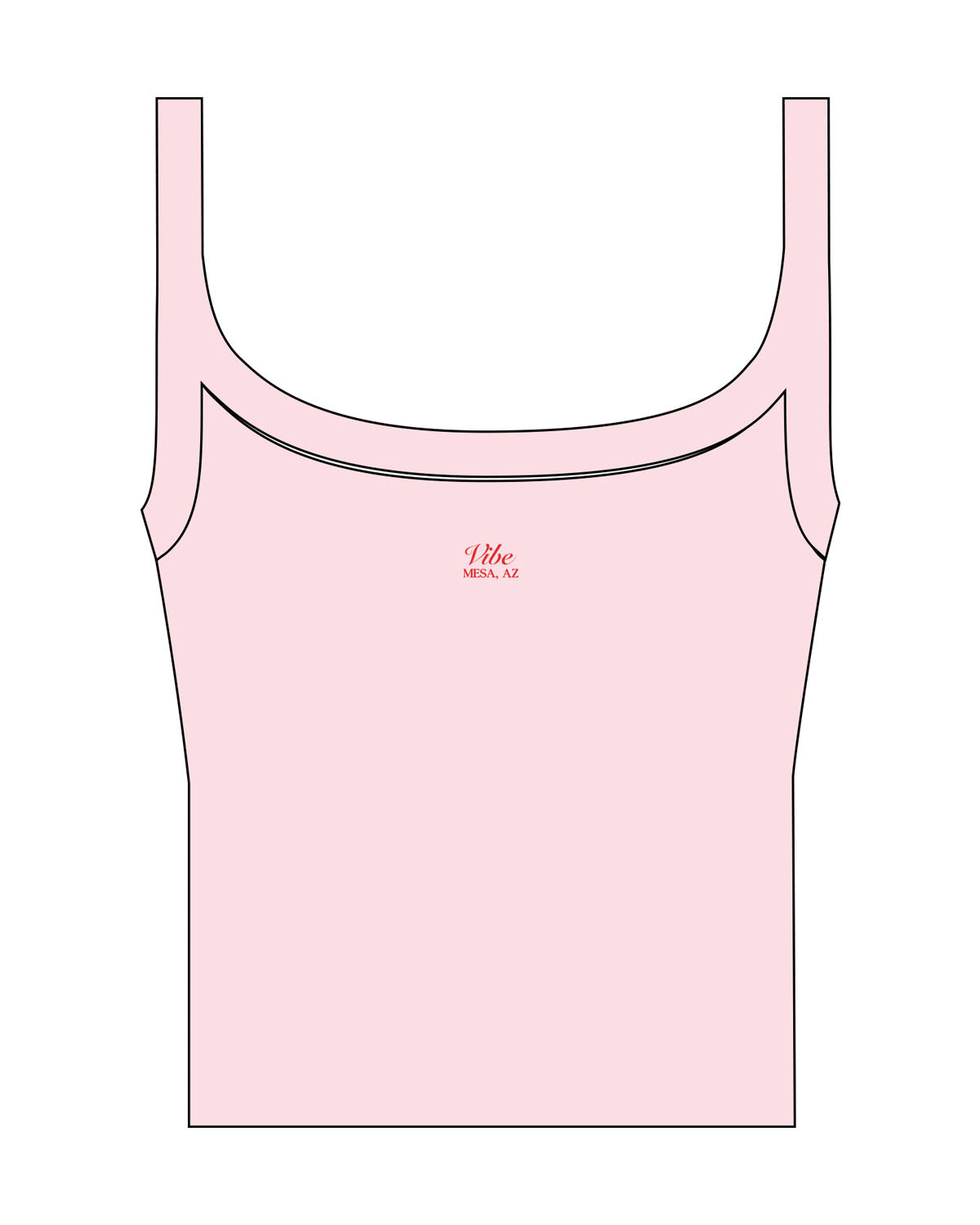 The Micro Rib Strappy Crop Tank - Pink - Vibe Barre - Center Chest Stacked - Printed - Red