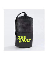 The Gym Towel - Black - Commit Fitness - Bottom Left Corner - Icon - Neon Yellow - Bag Center Stacked - Neon Yello