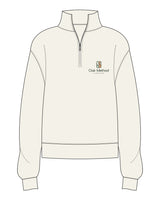 The Womens 1/4 Zip - Off White - The Oak Method - Left Chest Stacked - Full Color Printed