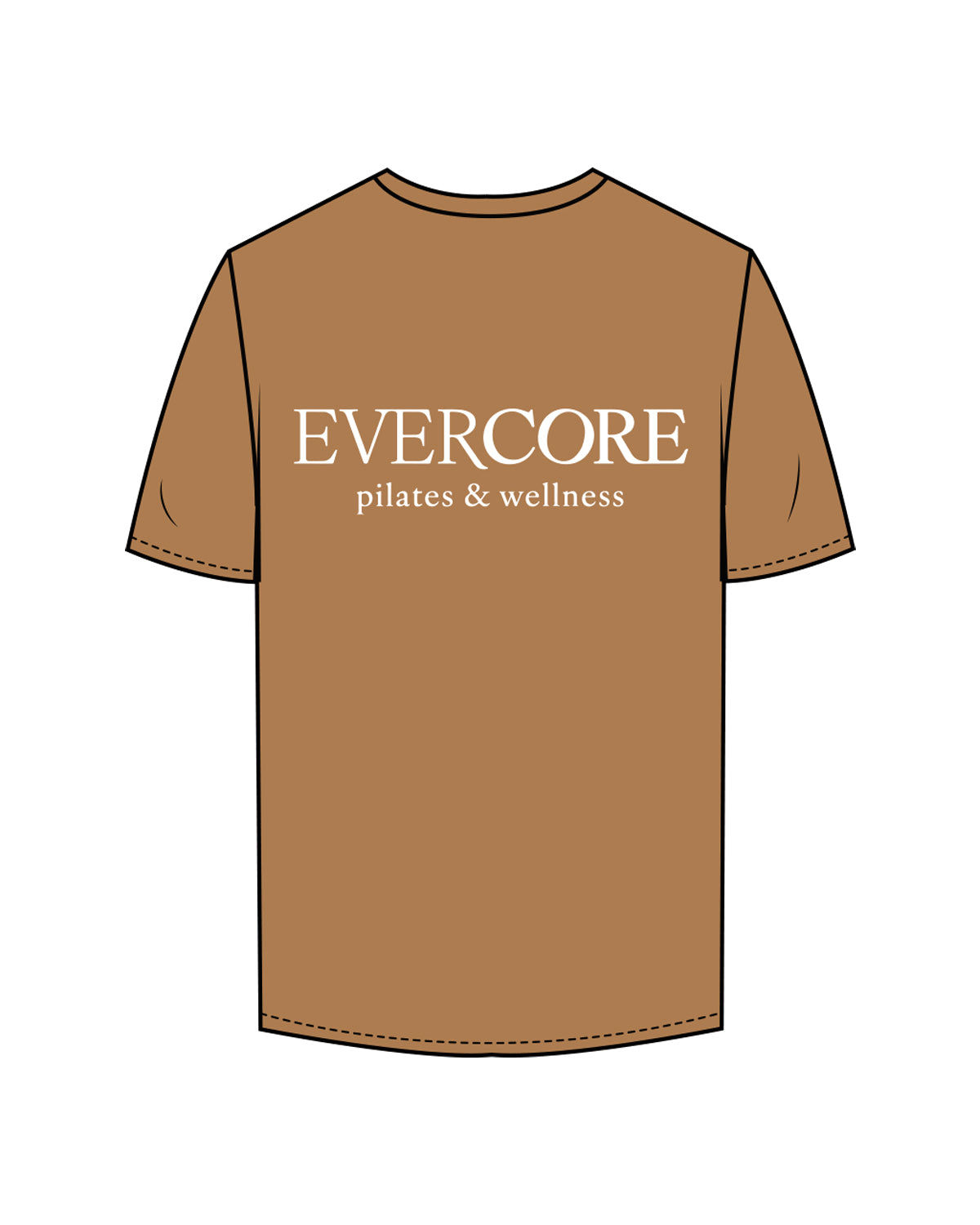 The Mens Tee - Camel - EVERCORE - Center Chest & Back Center Stacked - White