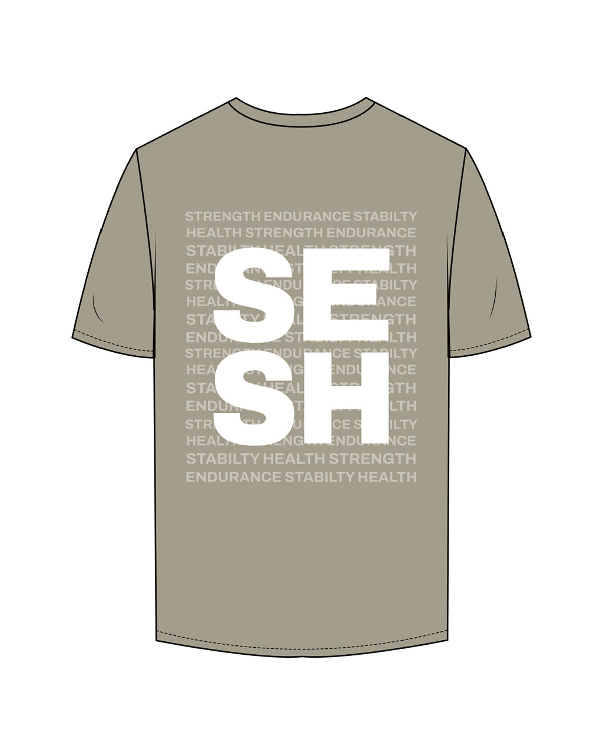 The Mens Tee - Eucalyptus - Sesh Studio - Center Chest & Center Back Logo - Printed - White