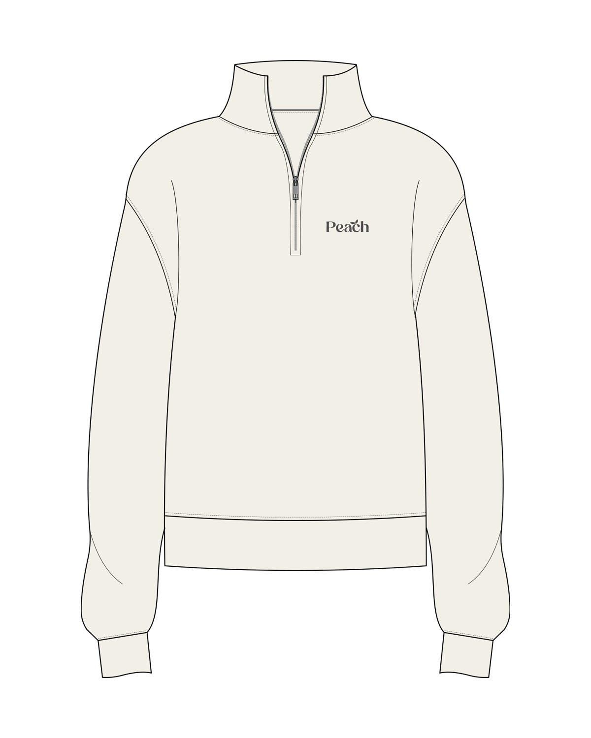The Womens 1/4 Zip - Off White - Peach F.L - Left Chest - Embroidered - Charcoal