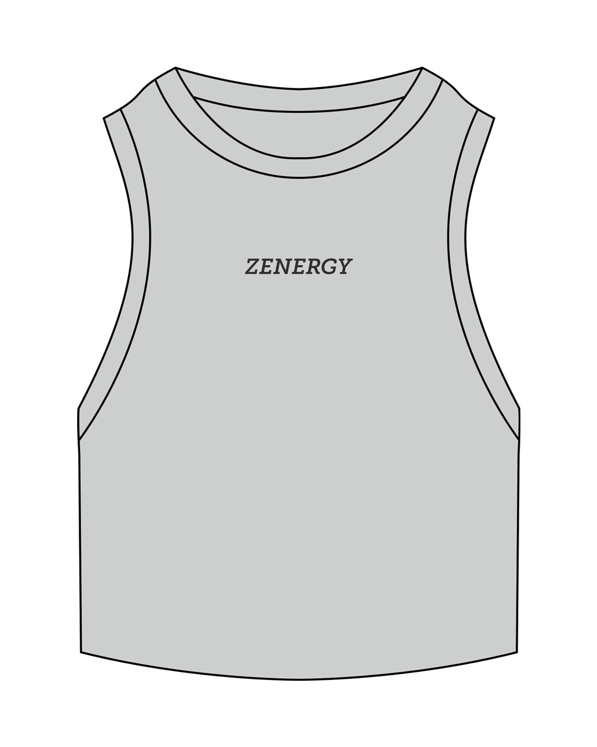 The Ribbed Crop Tank - Storm - ZENERGY CYCLING - Center Chest - Embroidered - Charcoal