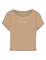 The Sporty Crop Short Sleeve - Light Brown - Bare Pilates - Center Chest - Printed - White